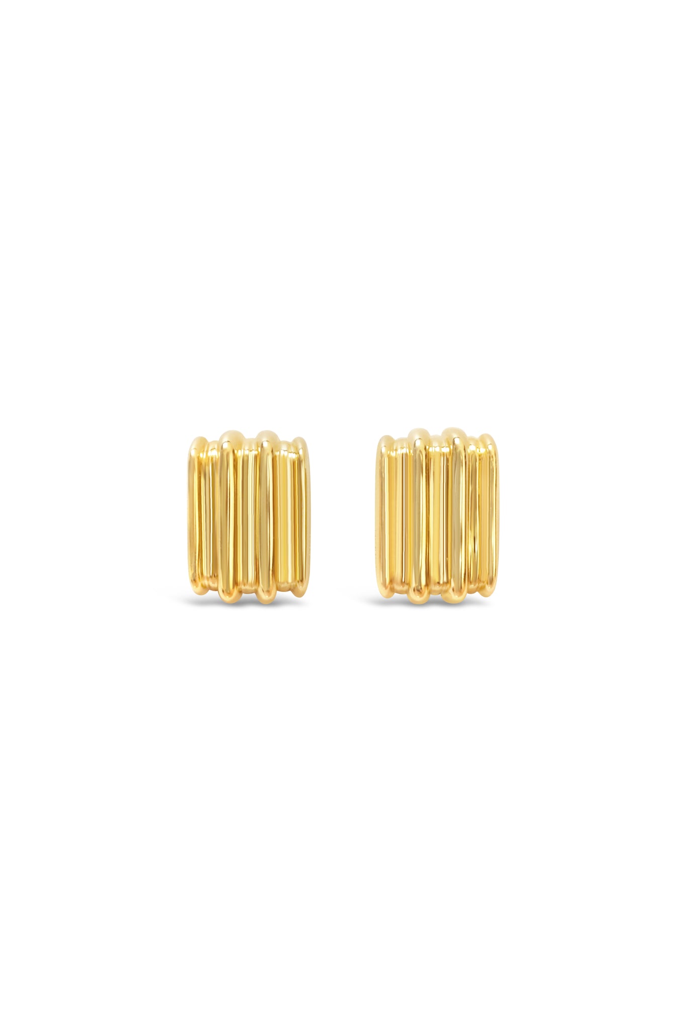 Gold earrings on a white background