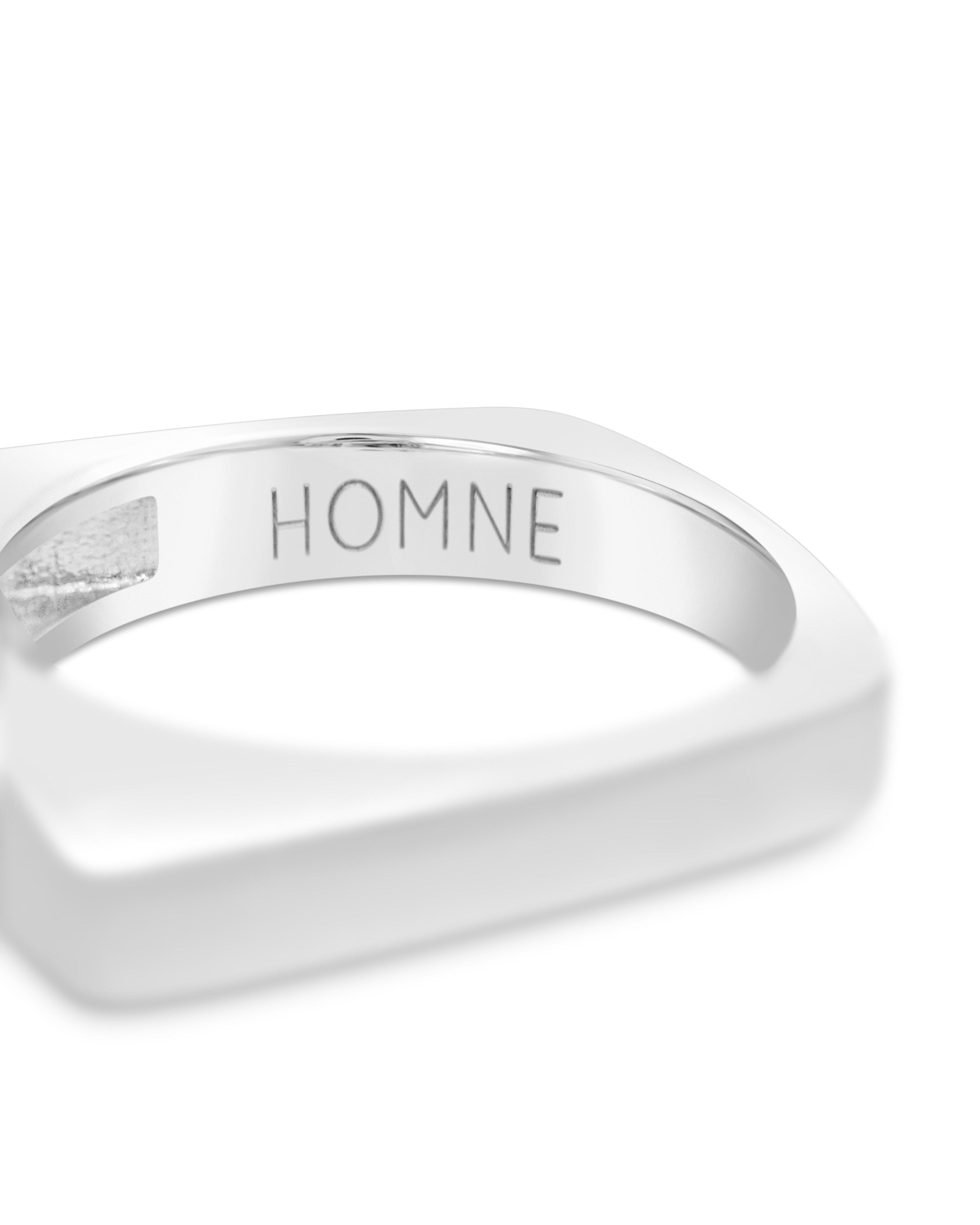 【massnoun】HEIGHT SQUARE 925 SILVER RING OSKINIA Mens Ring 925 Sterling Silver Square Wedding Band